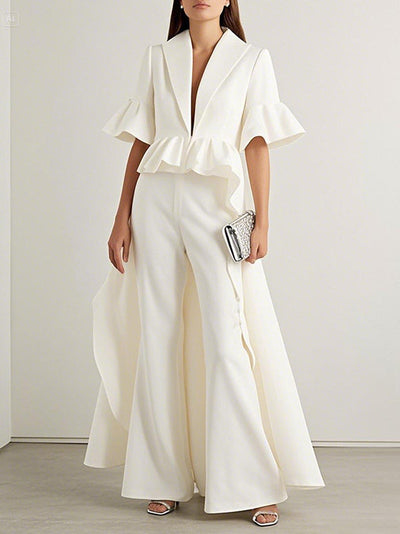 High Waisted Loose Solid Color Pants Trousers