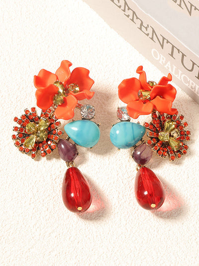 Flower Shape Geometric Water Drop Earrings Accessories