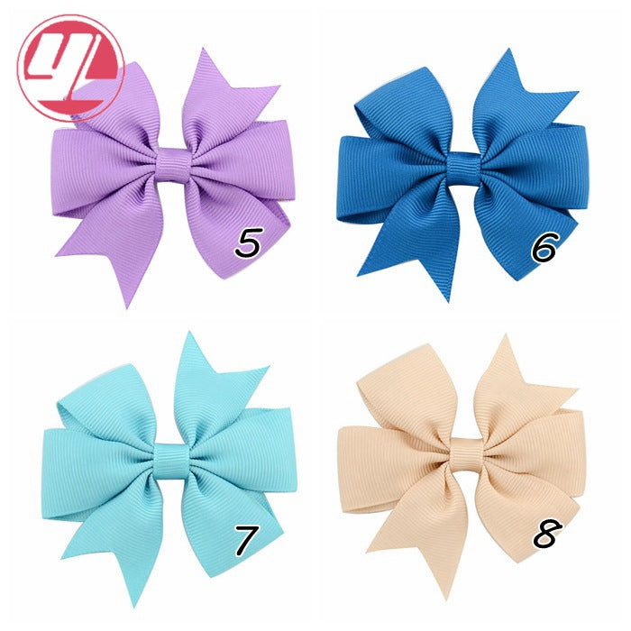 fashion baby v-shaped ribbed ribbon bow hairpin hair accessories
