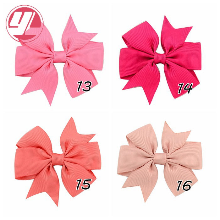 fashion baby v-shaped ribbed ribbon bow hairpin hair accessories