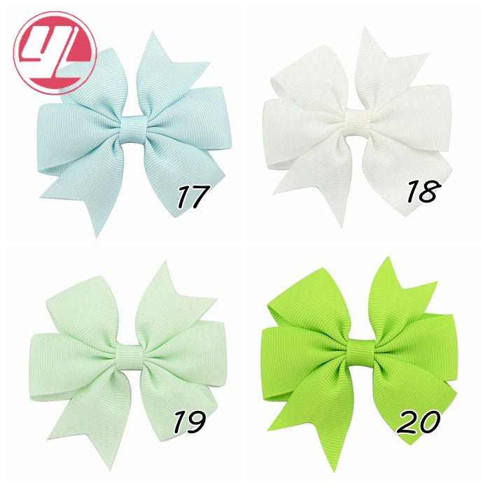fashion baby v-shaped ribbed ribbon bow hairpin hair accessories
