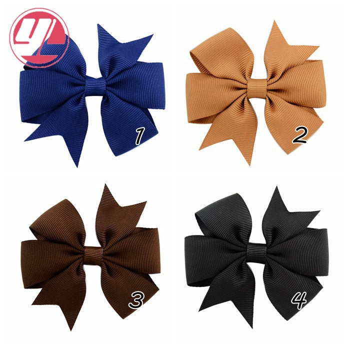 fashion baby v-shaped ribbed ribbon bow hairpin hair accessories