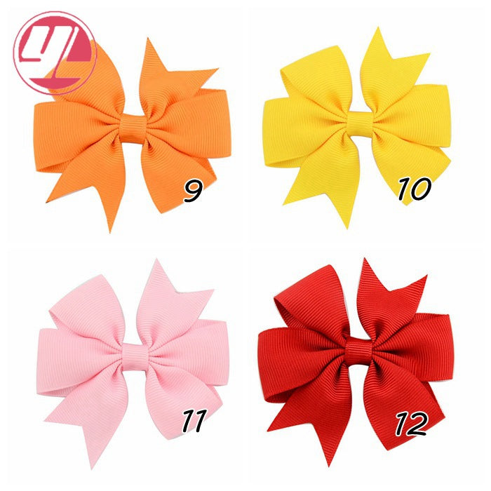fashion baby v-shaped ribbed ribbon bow hairpin hair accessories