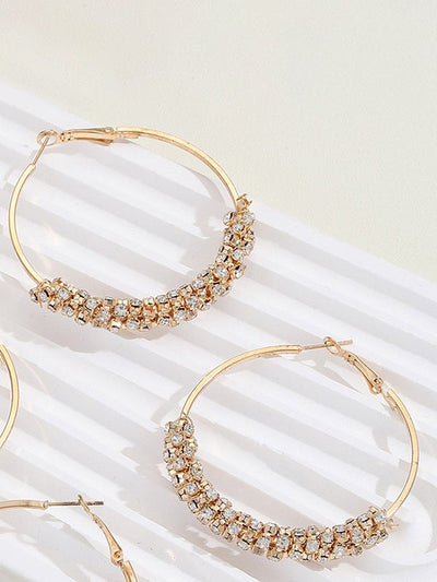 Geometric Rhine Stones Drop Earrings