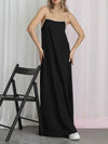 A-Line Loose Split-Joint Spaghetti-Neck Maxi Dresses