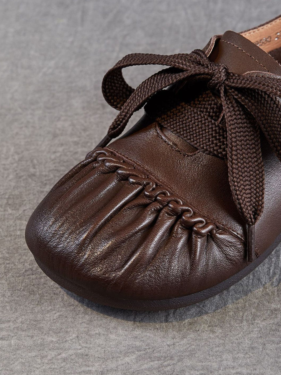 Women Summer Soft Leather Strap Low Heel Shoes