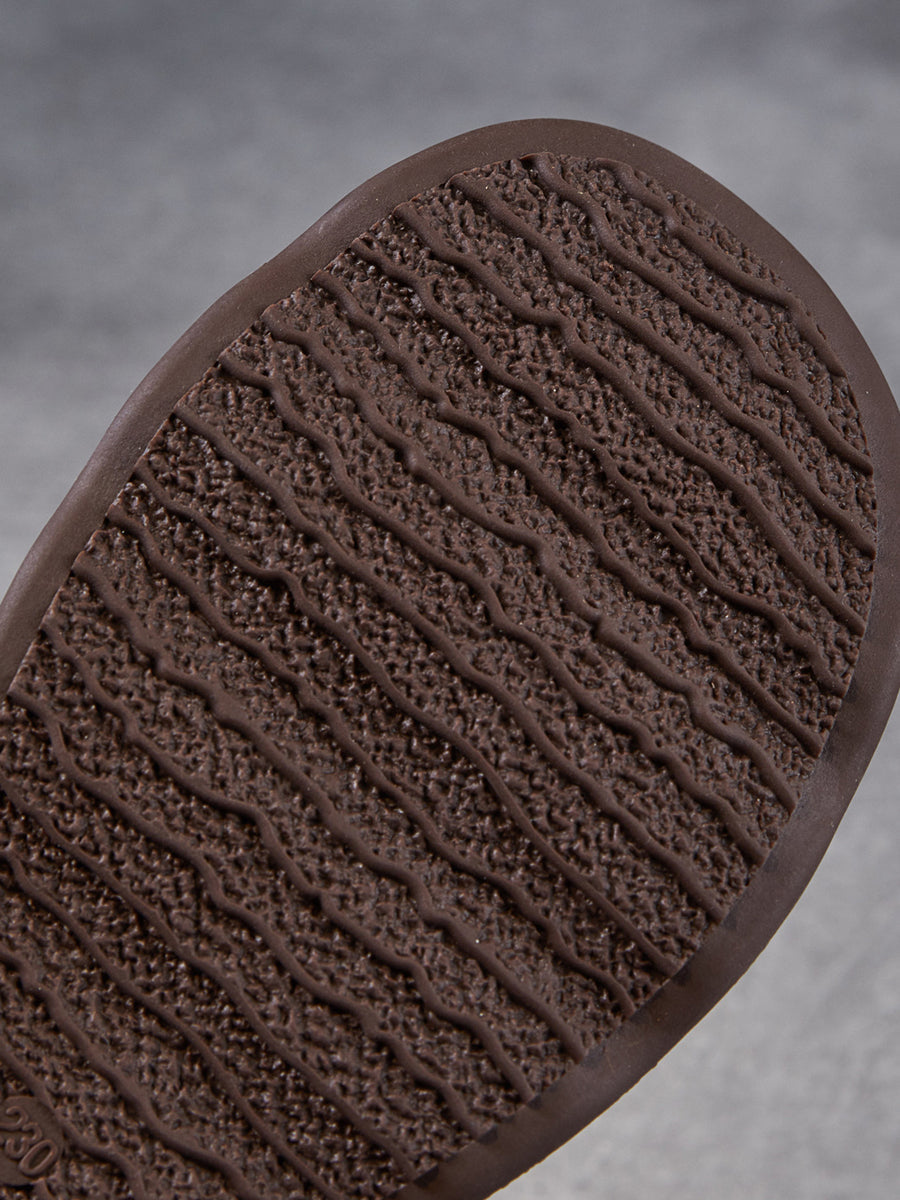 Women Retro Genuine Leather Mid-Heel Shoes