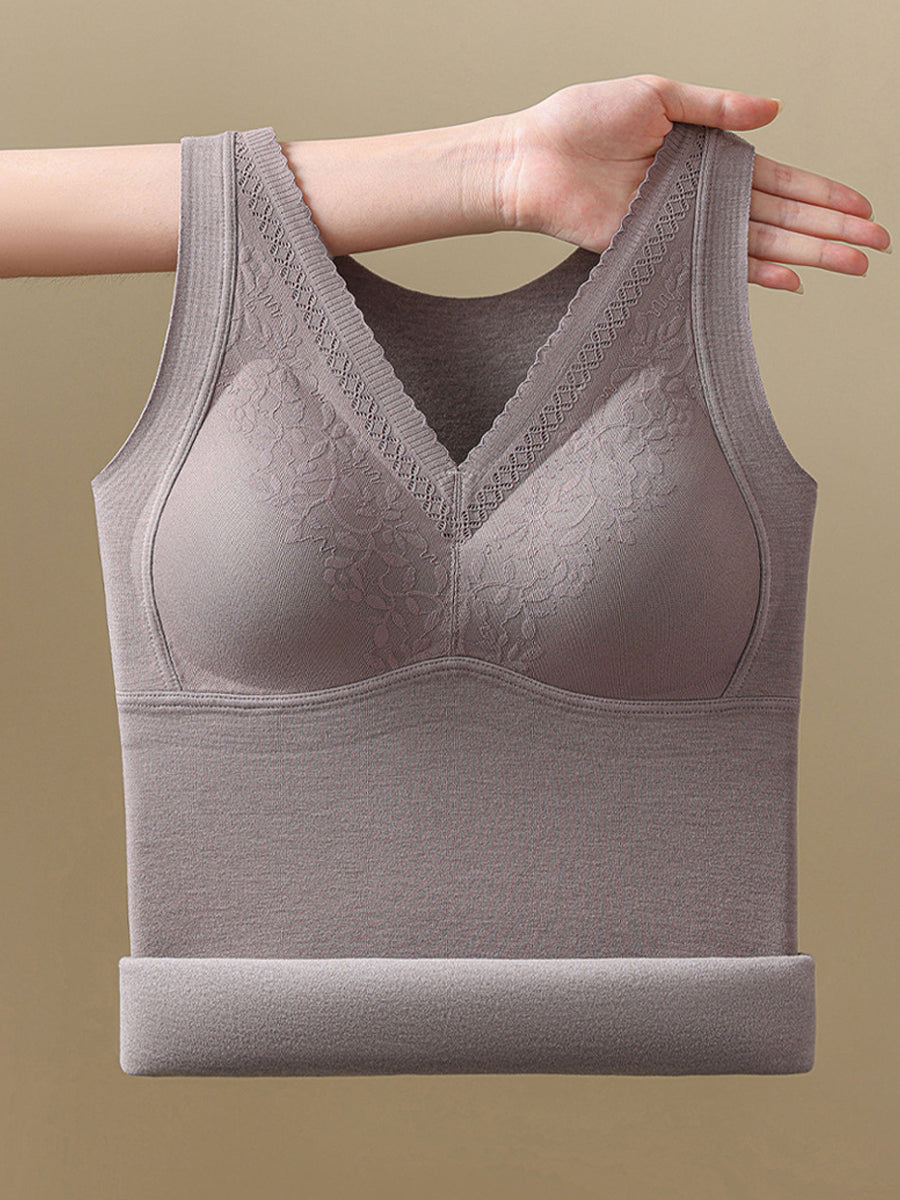 Women Autumn Warm Pure Color V-Neck Base Vest