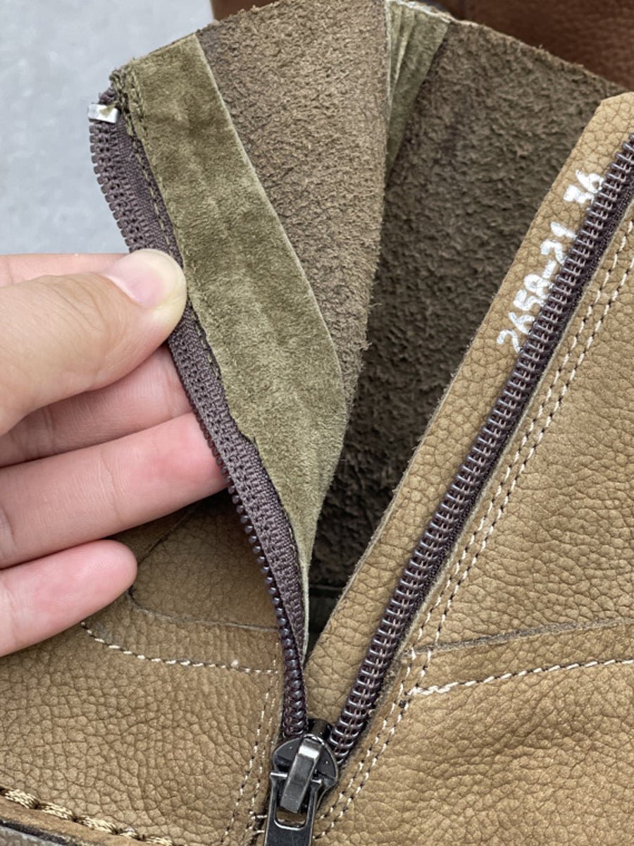 Women Vintage Genuine Leather Flat Ankle Boots