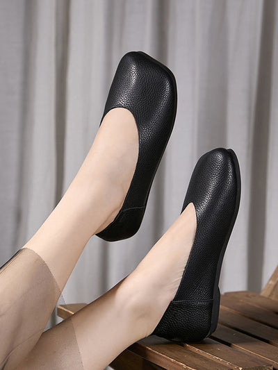 Women Summer Soft Leather Square Toe Shoes