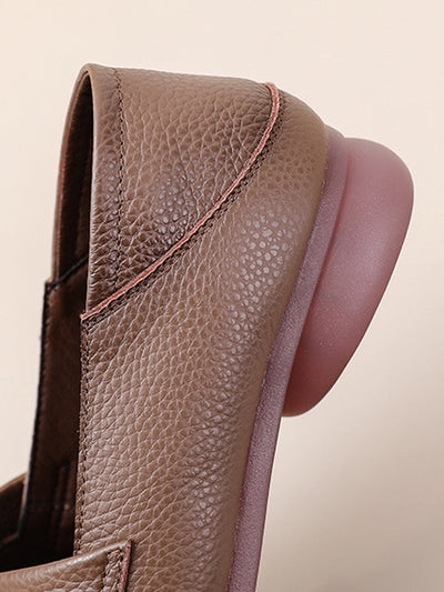 Women Spring Genuine Leather Spliced Low Heel Shoes