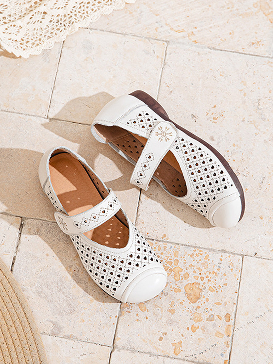 Women Summer Casual Pure Color Hollow Out Shoes