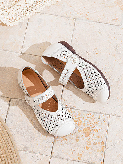 Women Summer Casual Pure Color Hollow Out Shoes