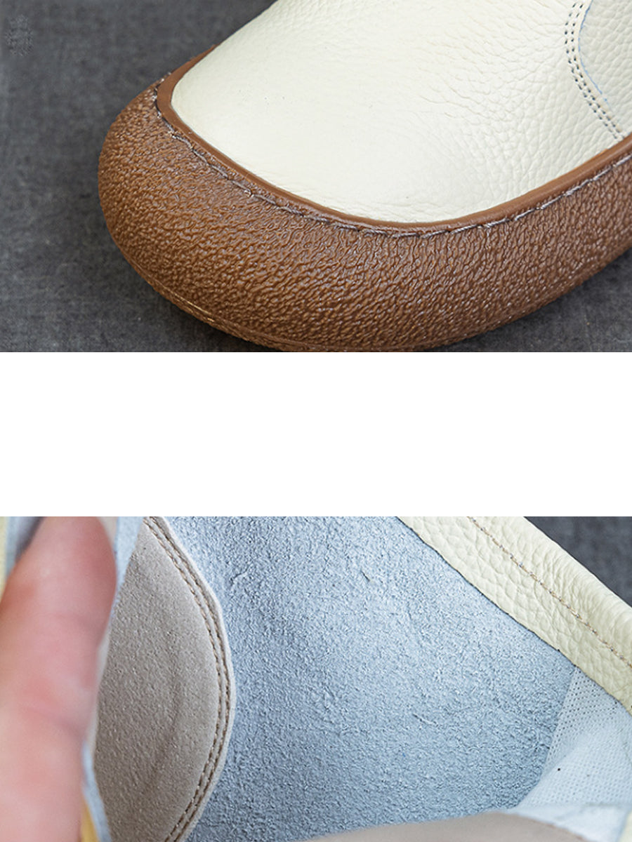 Women Genuine Leather Zipper Flat Ankle Boots