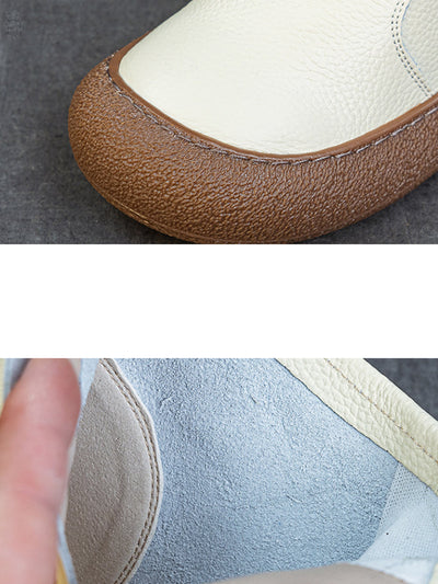 Women Genuine Leather Zipper Flat Ankle Boots