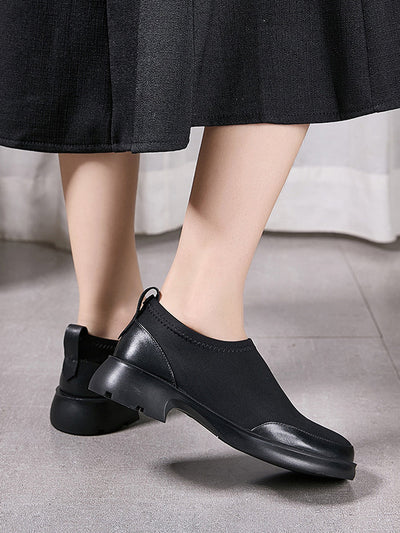 Women Winter Casual Leather Spliced Low Heel Shoes