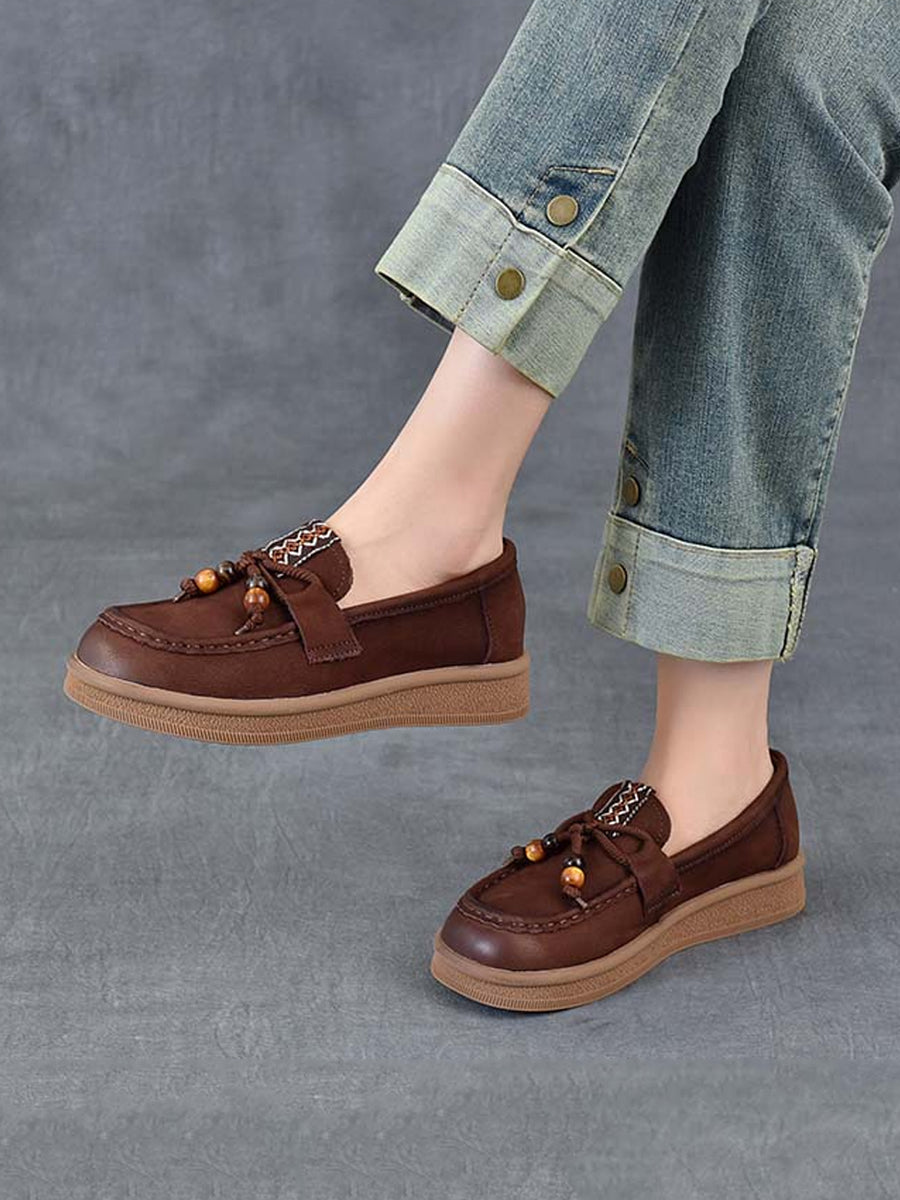 Women Vintage Genuine Leather Low Heel Shoes