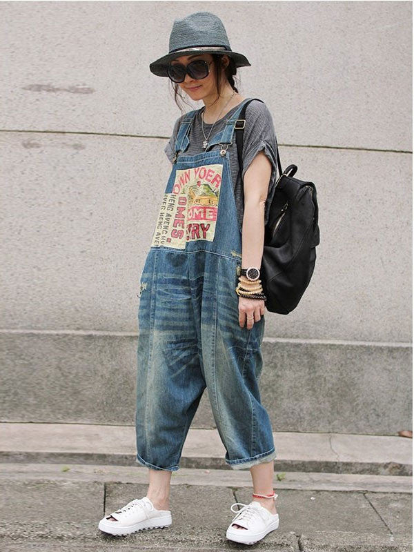Women Casual Loose Jumpsuits Denim Overalls