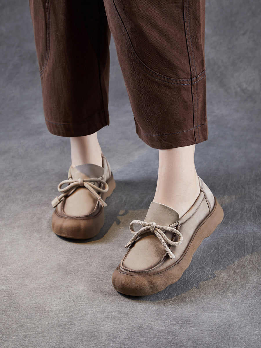 Women Vintage Genuine Leather Strap Flat Shoes