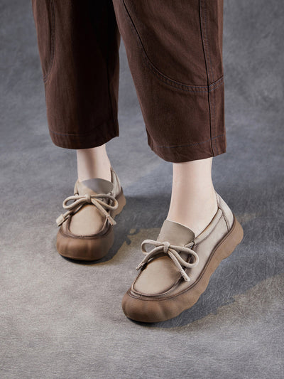 Women Vintage Genuine Leather Strap Flat Shoes