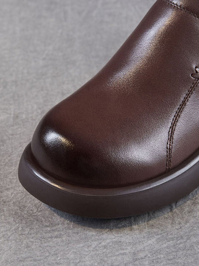 Women Summer Genuine Leather Mid Heel Shoes