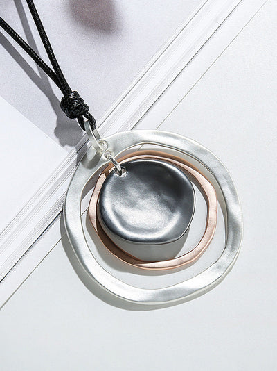 Fashion Matte Alloy Geometric Sweater Necklace
