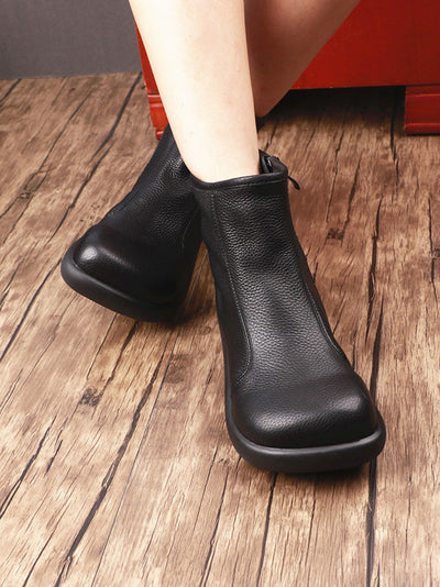 Women Autumn Genuine Leather Flat Ankle Boots