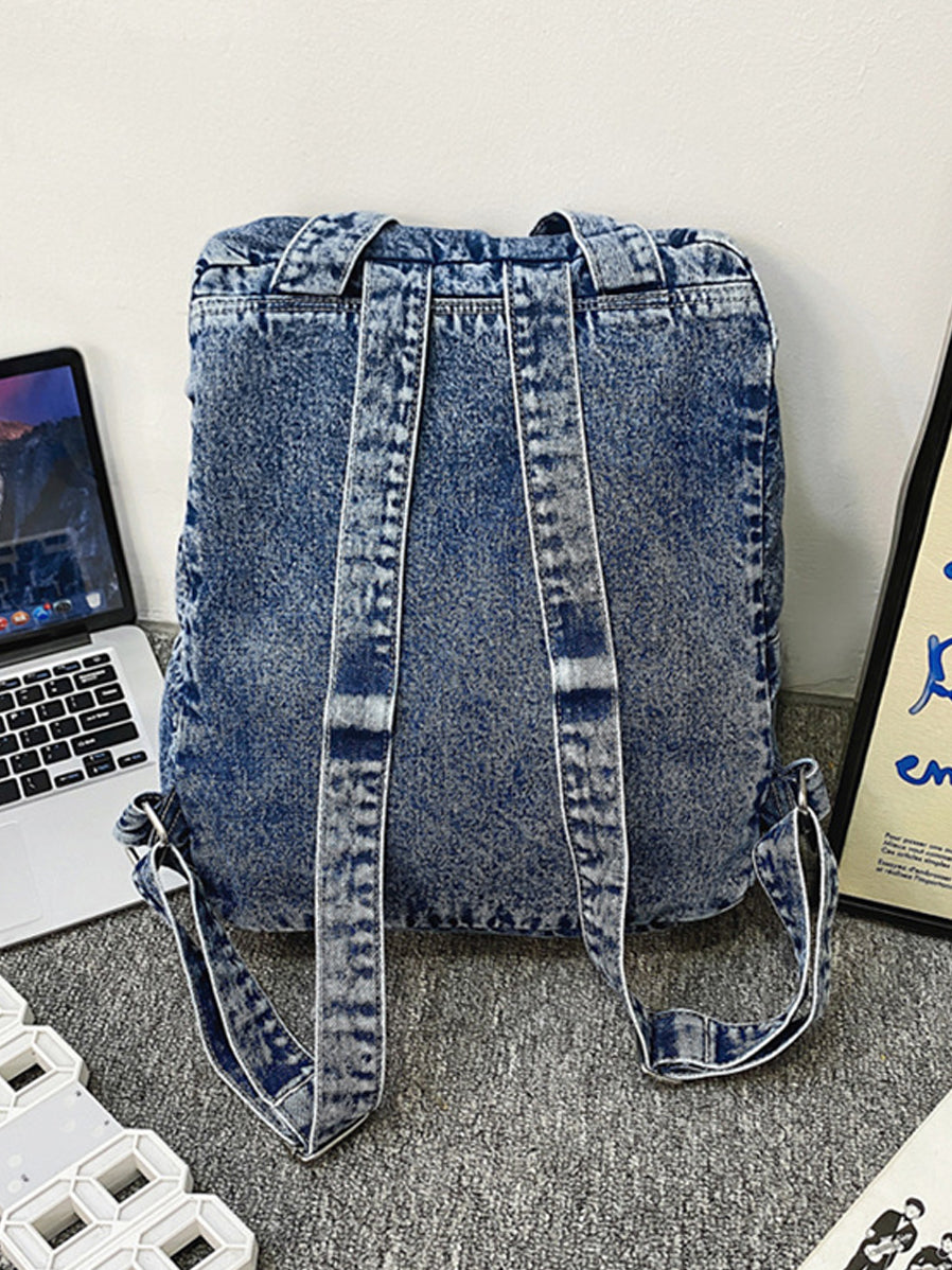 Women Vintage Washed Denim Backpack