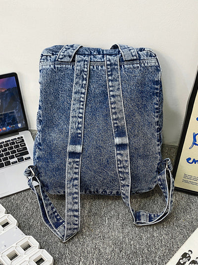 Women Vintage Washed Denim Backpack