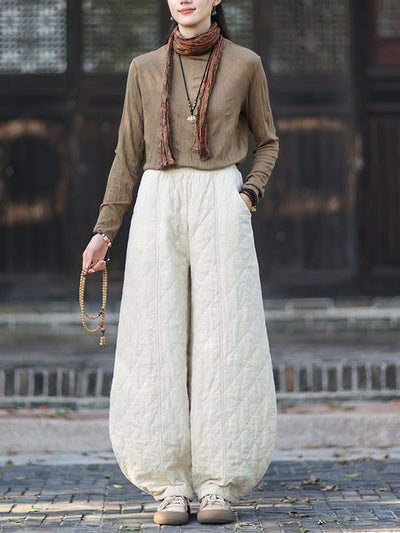 Women Winter Casual Pure Color Padded Bloomers