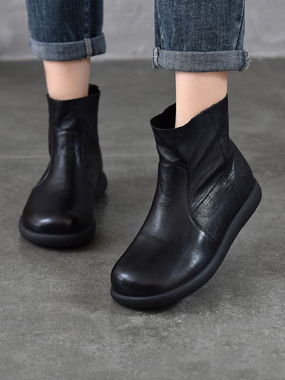 Women Vintage Genuine Leather Soft Ankle Boots