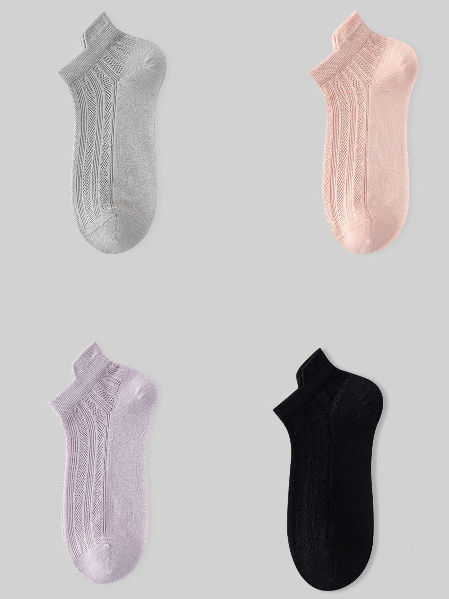 4 Pairs Women Summer Thin Cotton Short Socks