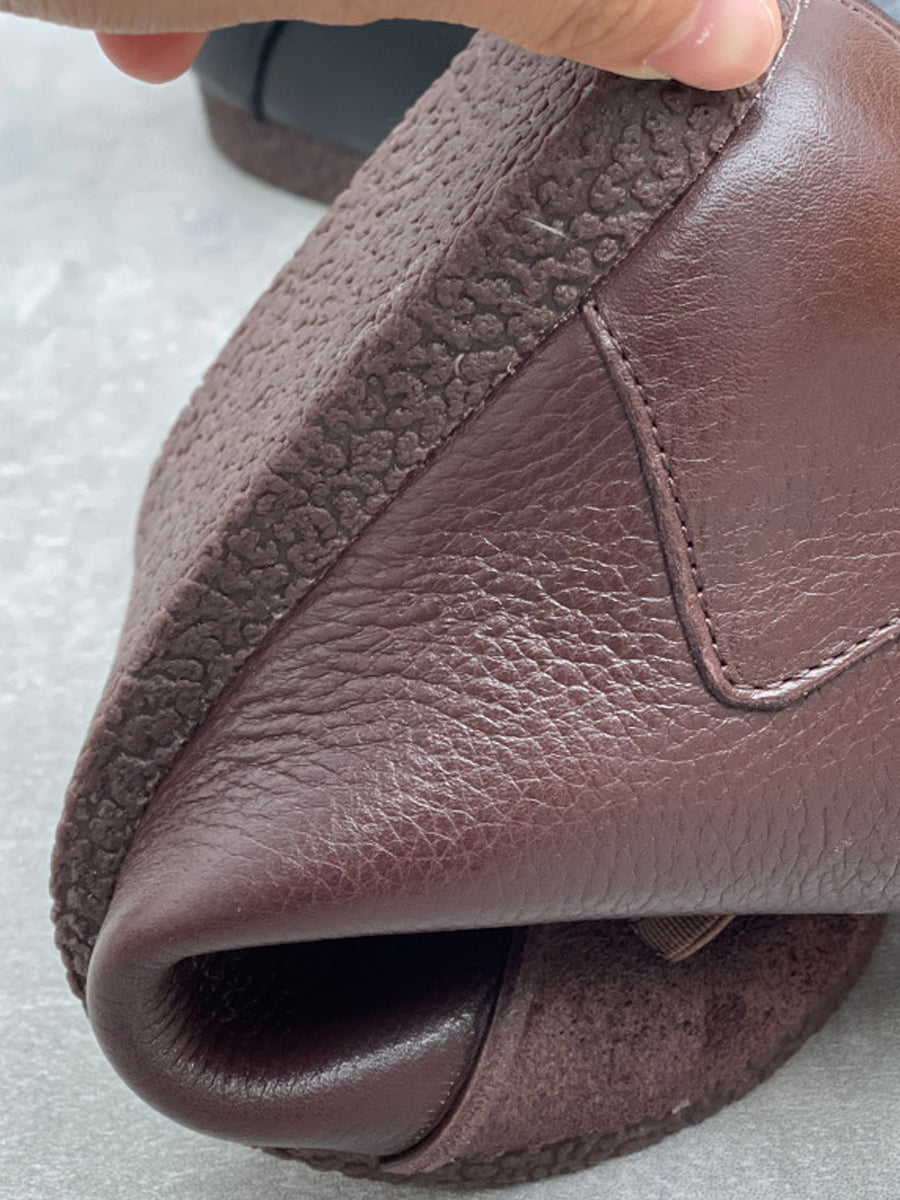 Women Vintage Genuine Leather Spliced Ankle Boots