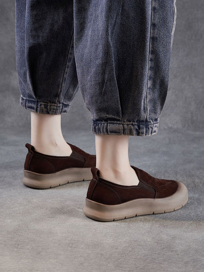 Women Vintage Soft Leather Weave Flat Shoes