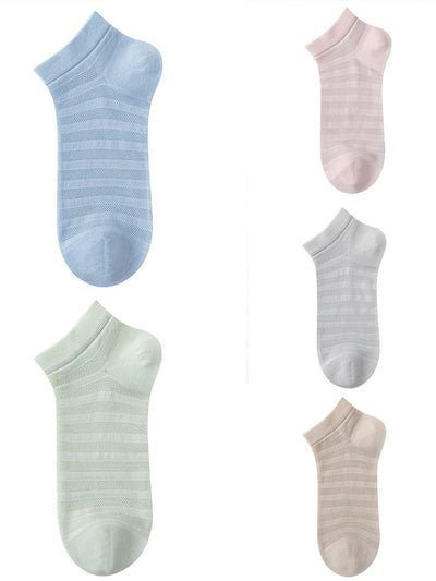 Women Casual Summer Stripe Thin Stripe Short Socks