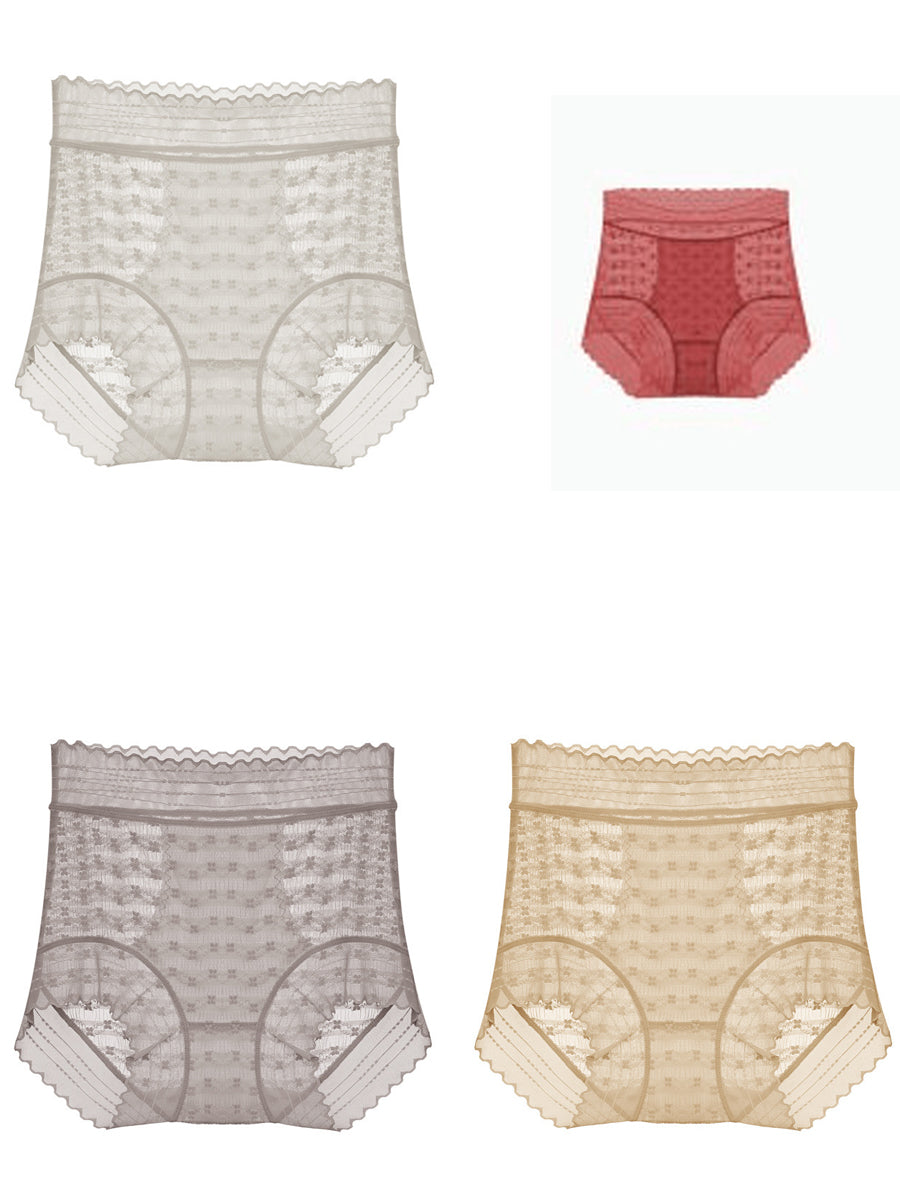 4 Pieces Summer Women High Waist Lace Underwear