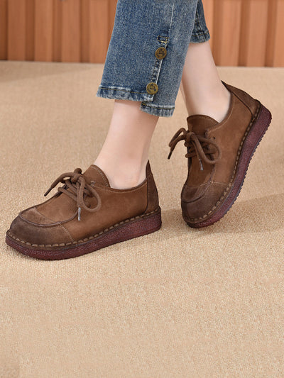 Women Vintage Genuine Leather Strap Flat Shoes