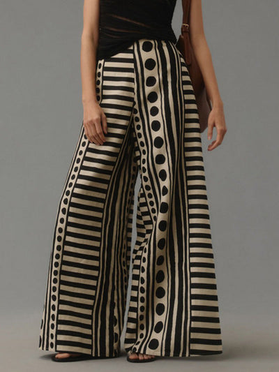 Loose Wide Leg Polka-Dot Striped Casual Pants Bottoms Trousers