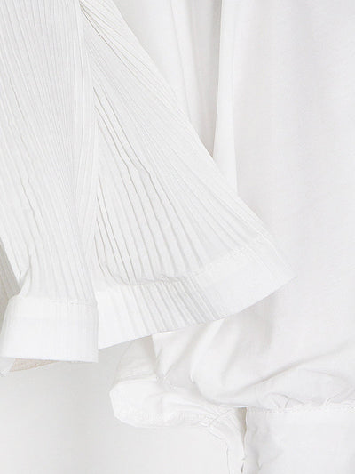 Stylish Loose Long Sleeves Buttoned Falbala Belted Solid Color Stand Collar Blouses&Shirts Tops