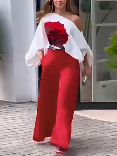 High Waisted Loose Pockets Solid Color Pants Trousers