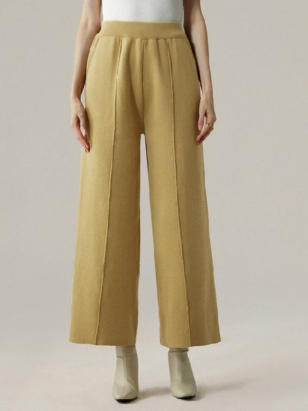 Ninth Pants Wide Leg Solid Color Pants Trousers
