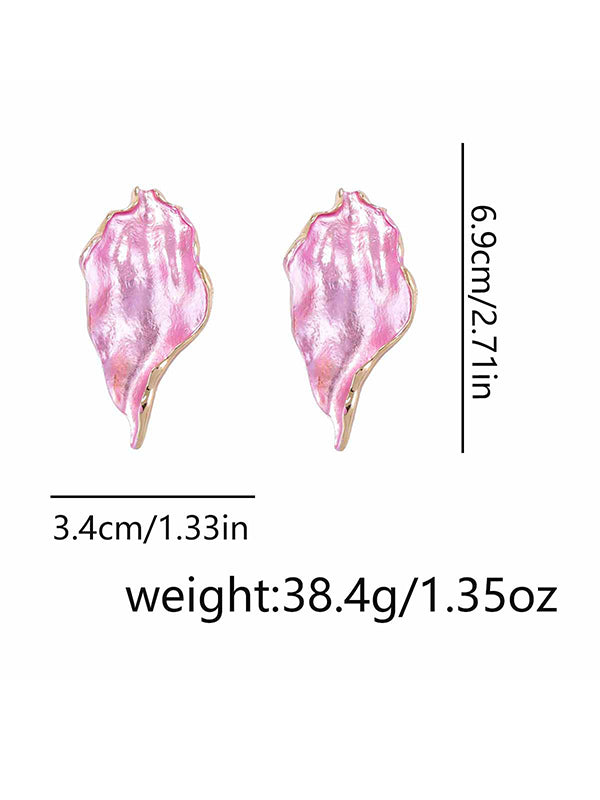 Irregularity Leaves Print Pleated Earrings Accessories