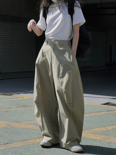 Loose Wide Leg Solid Color Split-Joint Casual Pants Bottoms Trousers