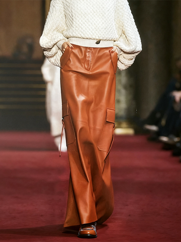 Column Pockets Solid Color Skirts Bottoms