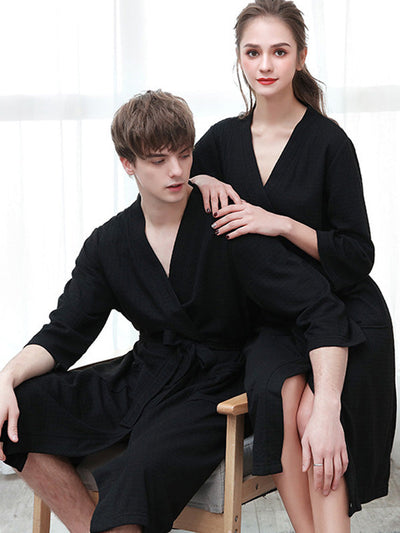 Comfortable Solid Bandage Thin Pajama Robe