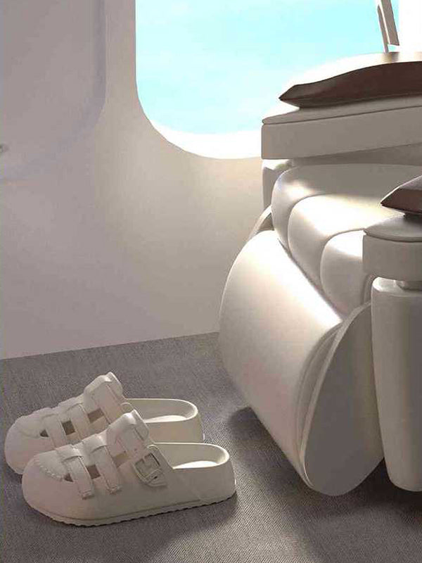 Hollow Round-Toe Split-Joint Platform Shoes Sandals