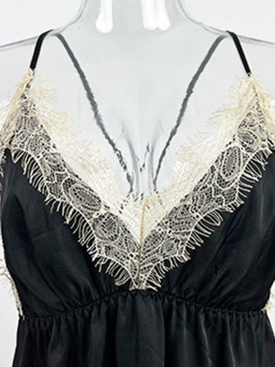 Sleeveless Backless Lacy Split-Joint Spaghetti-Neck Intimates&Pajamas
