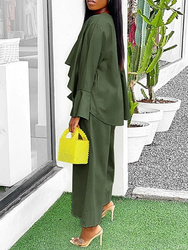 Wide Leg Solid Color Split-Joint Pants Trousers