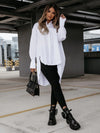 Urban Long Sleeves High-Low Solid Color Lapel Collar Blouses