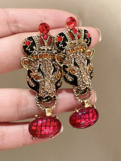 Geometric Rhine Stones Drop Earrings